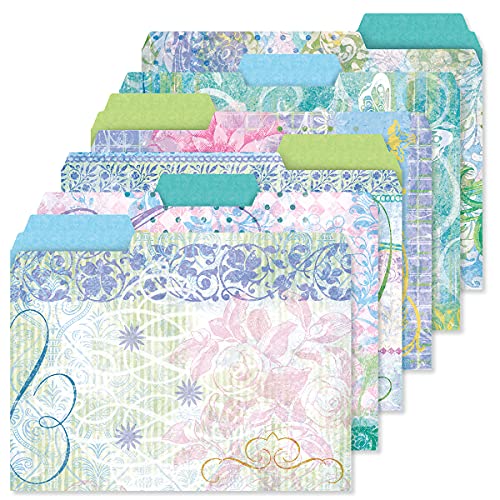 Current Floral Fun File Folders Value Pack - Bulk Set of 24, 6 Pretty Decorative Designs, 1/3 Cut Tabs, Heavy-Duty Paper Stock, Office Supplies for Home & Work, 9-½” x 11-¾” Letter Size - Image 1