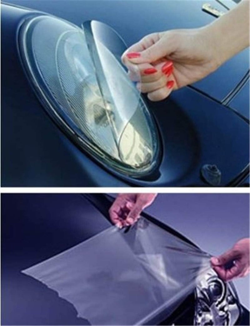F & B LED LIGHTS 12 by 48 Inches Self Adhesive Headlight, Tail Lights, Fog Lights Tint Vinyl Film with Tools (Clear) - Image 2
