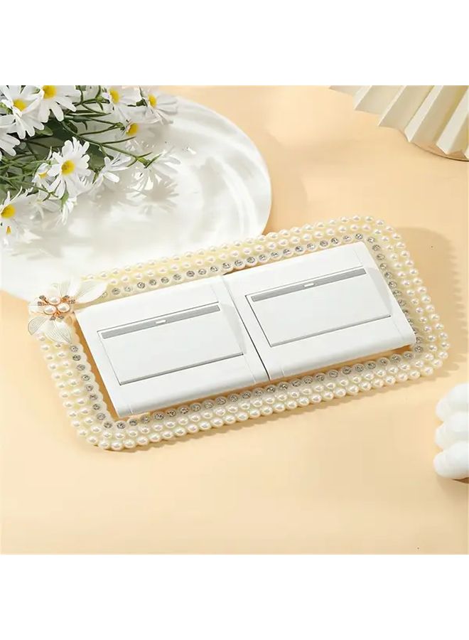 Beige Double Opening Floral Switch Decal Removable Self-Adhesive Plastic Wall Decoration Glitter Accents - Image 2