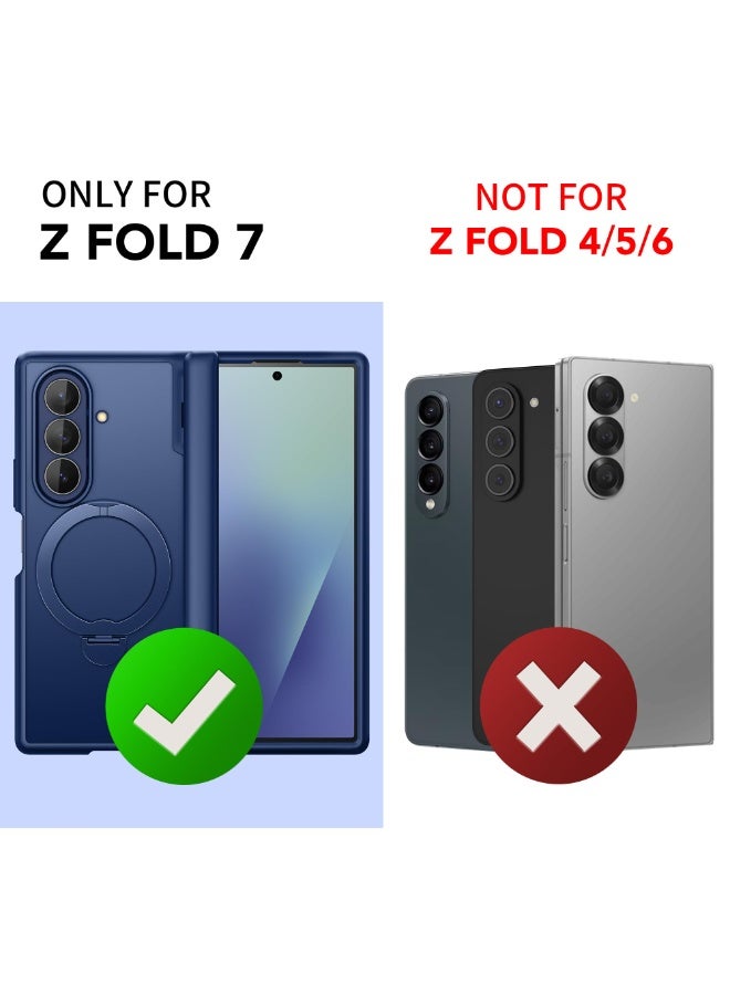 موبوسي حامل حلقي دوار لهاتف زد فولد 7 مع غطاء وواقي شاشة للخصوصية، متوافق مع MagSafe، غطاء نحيف مغناطيسي مقاوم للصدمات لهاتف سامسونج جالاكسي زد فولد 7، باللون الأزرق - Image 5