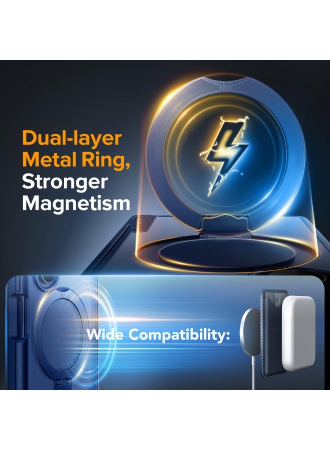 موبوسي حامل حلقي دوار لهاتف زد فولد 7 مع غطاء وواقي شاشة للخصوصية، متوافق مع MagSafe، غطاء نحيف مغناطيسي مقاوم للصدمات لهاتف سامسونج جالاكسي زد فولد 7، باللون الأزرق - Image 4