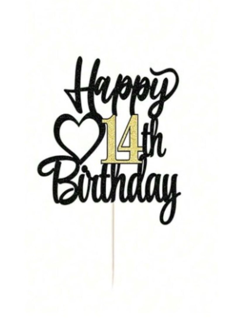 Decorative sticks and decorations to decorate cakes for birthdays and parties with the phrase “Happy Birthday.” For 14 years old - Image 2