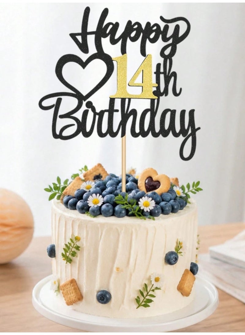 Decorative sticks and decorations to decorate cakes for birthdays and parties with the phrase “Happy Birthday.” For 14 years old - Image 1