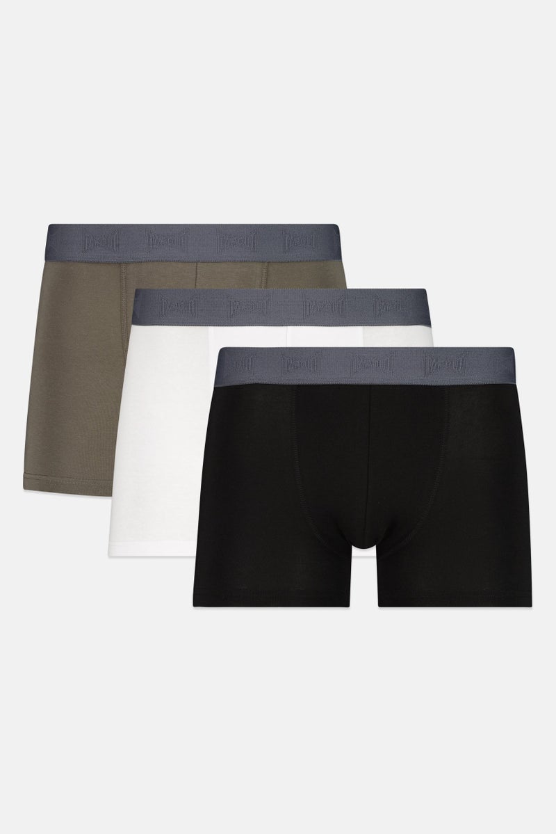 TapouT Men 3 Pieces Brand Logo Boxers, Multicolor - Image 1