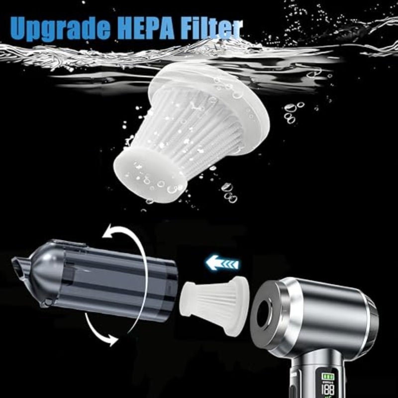 Handheld Car Vacuum Cordless with Air Duster, 30-Min Runtime 20000Pa Suction, Portable Rechargeable Small Handheld Vacuum for Car Detailing Interior Cleaning Pet Hair, SilverandGray - Image 5