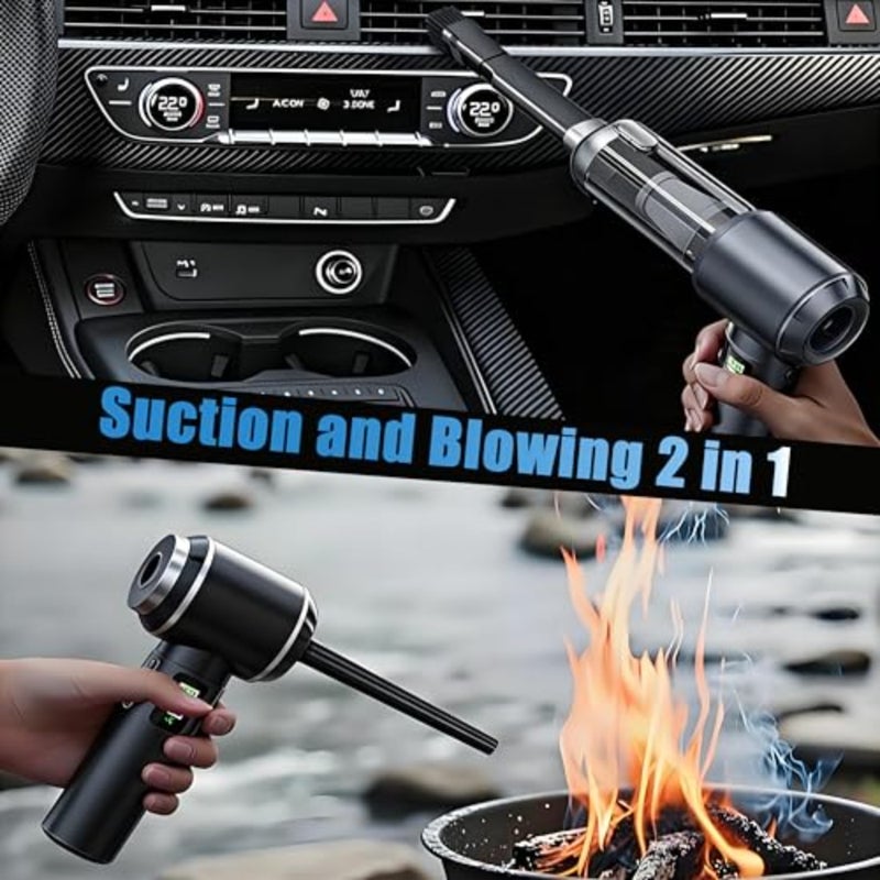 Handheld Car Vacuum Cordless with Air Duster, 30-Min Runtime 20000Pa Suction, Portable Rechargeable Small Handheld Vacuum for Car Detailing Interior Cleaning Pet Hair, SilverandGray - Image 2