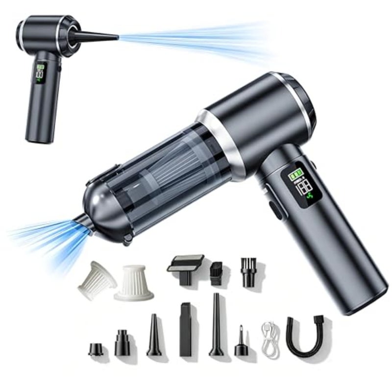 Handheld Car Vacuum Cordless with Air Duster, 30-Min Runtime 20000Pa Suction, Portable Rechargeable Small Handheld Vacuum for Car Detailing Interior Cleaning Pet Hair, SilverandGray - Image 1