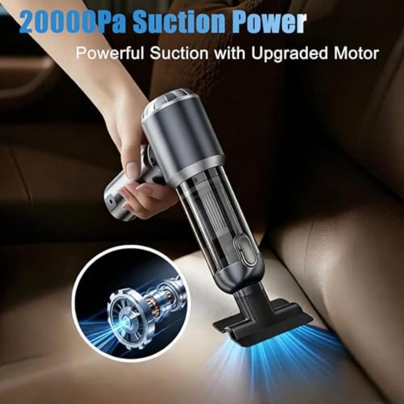 Handheld Car Vacuum Cordless with Air Duster, 30-Min Runtime 20000Pa Suction, Portable Rechargeable Small Handheld Vacuum for Car Detailing Interior Cleaning Pet Hair, SilverandGray - Image 3