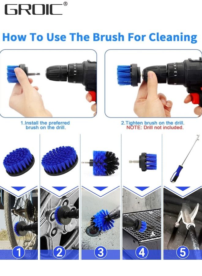 GROIC 8 Piece Spin Brush Car Cleaning Kit,Electric Matte Band Extending Extended Accessories Multi-Purpose Cleaning, Suitable for Car,Car Tool - Image 3