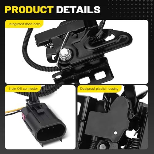 C-Tzu Front Hood Latch Lock Assembly with Sensor Switch Fit for Chevy Tahoe Silverad Suburban Impala Avalanche Malibu GMC Sierra Yukon Cadillac Escalade 2007-2014 Replaces 15139168 - Image 5