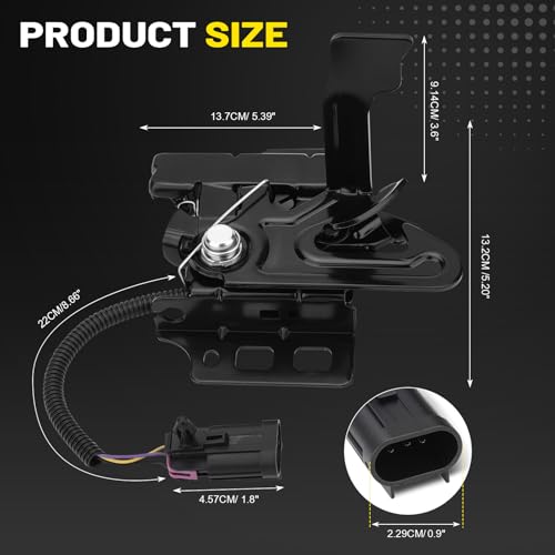 C-Tzu Front Hood Latch Lock Assembly with Sensor Switch Fit for Chevy Tahoe Silverad Suburban Impala Avalanche Malibu GMC Sierra Yukon Cadillac Escalade 2007-2014 Replaces 15139168 - Image 4