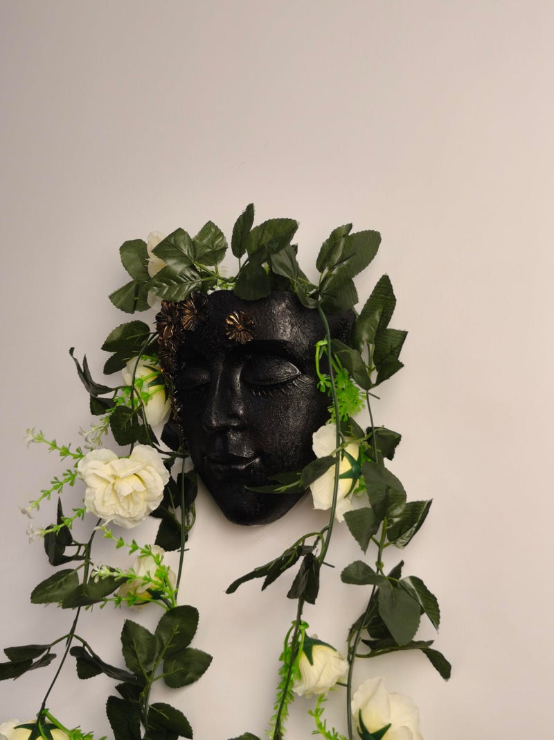 KOXHERO Face Shape Wall Planter Elegant Black Resin Wall-Mounted Head Pot with Drainage Hole Unique Small Vase Holder for Flower,Succulents, Hanging Plants for Plant Lovers - Image 5