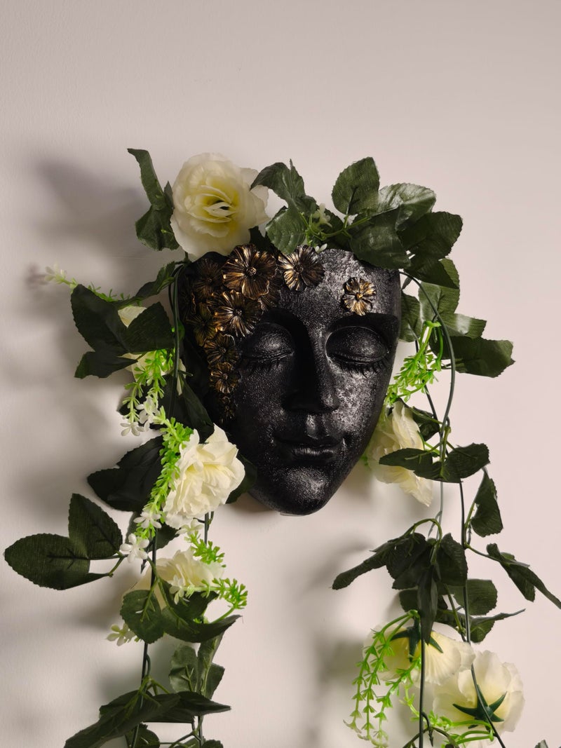 KOXHERO Face Shape Wall Planter Elegant Black Resin Wall-Mounted Head Pot with Drainage Hole Unique Small Vase Holder for Flower,Succulents, Hanging Plants for Plant Lovers - Image 1