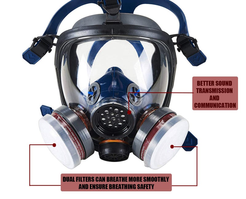 SYINE Organic Vapors Full Respirator Mask Gas Mask Spray Paint Chemical Formaldehyde Dustproof Respiratory Protection,Respirator with 1 Pair Filter Cartridges and Carrier Bag - Image 2