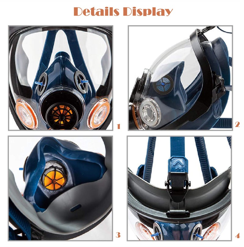 SYINE Organic Vapors Full Respirator Mask Gas Mask Spray Paint Chemical Formaldehyde Dustproof Respiratory Protection,Respirator with 1 Pair Filter Cartridges and Carrier Bag - Image 5