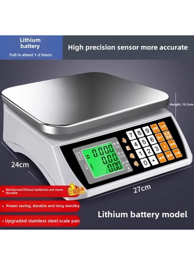Electronic Scale Commercial Small Platform Scale 10kg30kg Weighing Electronic Scale Household Kitchen Baking Special Scale Wholesale-Model:[upgraded Lithium Battery Fast Charging] 30kg Lcd Flat Plate, Indoor And Outdoor Use "long-lasting Battery Life".  - Image 1