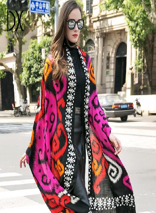 DANA XU DANA XU 100% Pure Merino Wool Extra Large Pashmina Cashmere Scarf Shawl And Wrap For Women Winter Oversized Floral Blanket - Image 4