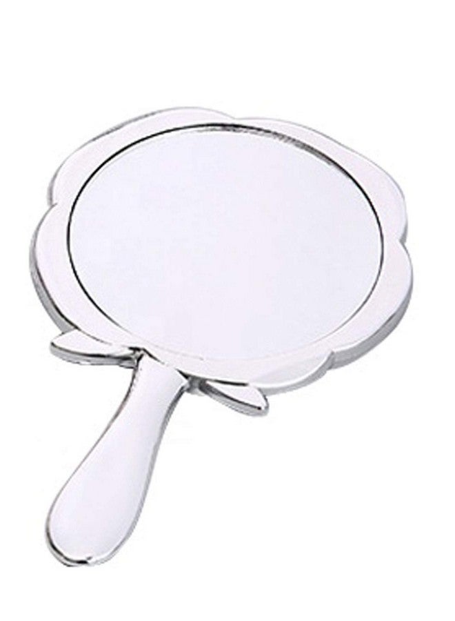 Garden Of Arts Silver Handheld Salon Barbers Hairdressers Rose Shape Mirror with Grip Handle - Image 1
