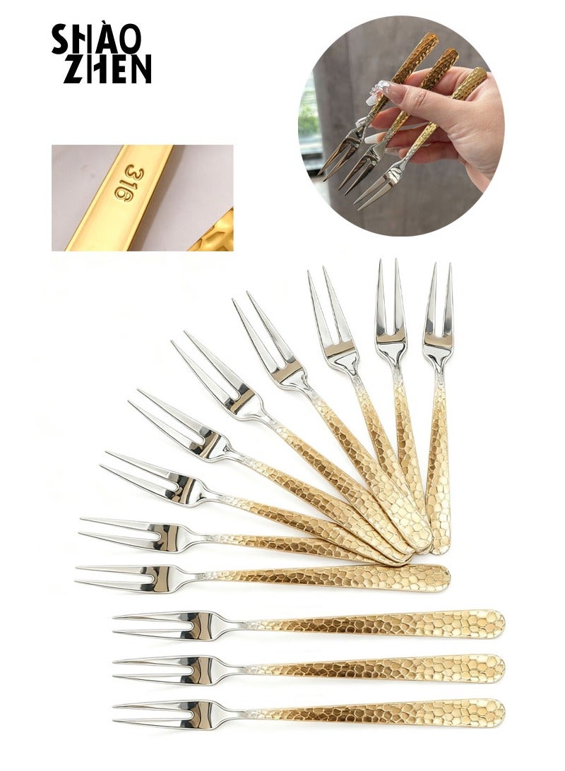 SHAOZHEN 12PCS Stainless 316 Steel Fork Set - Appetizer, Salad, Fruit, Western Steak, Coffee Stirring - Portable for Party, Travel, Hotel, Household Use - Upgrade to high quality - Image 1