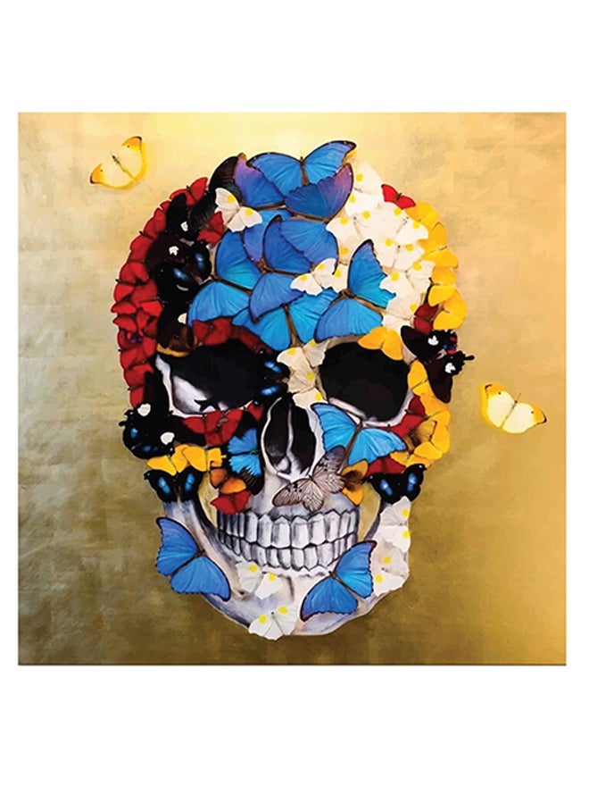 RYN فن جداري بتصميم جمجمة أصفر/أسود/أزرق 30x30 سم - Image 2