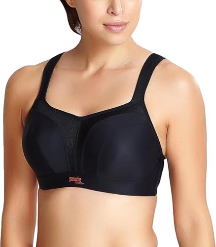 Panache Women's Power 5021 Underwire Padded Sports Bra |Black,34J| High Impact Sports Bra for Large Breasts, Racerback Support - Image 1