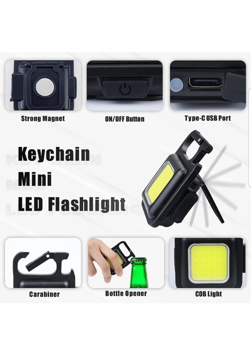 Pristar Pristar Small LED Flashlight 800 Lumens COB Rechargeable Keychain Mini Flashlight 4 Light Modes Portable Pocket Light with Folding Bracket Bottle Opener and Magnet Base for Fishing Walking Camping  - Image 4