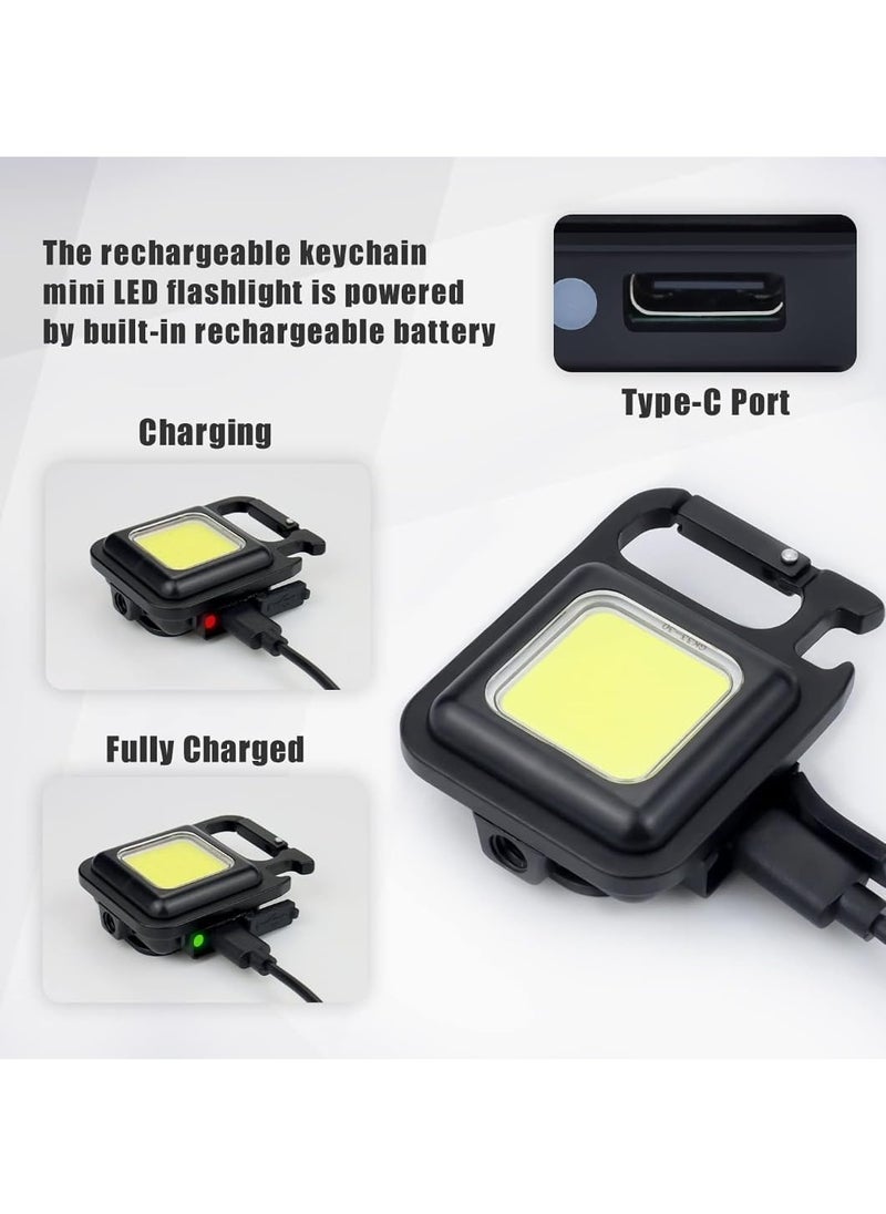 Pristar Pristar Small LED Flashlight 800 Lumens COB Rechargeable Keychain Mini Flashlight 4 Light Modes Portable Pocket Light with Folding Bracket Bottle Opener and Magnet Base for Fishing Walking Camping  - Image 5