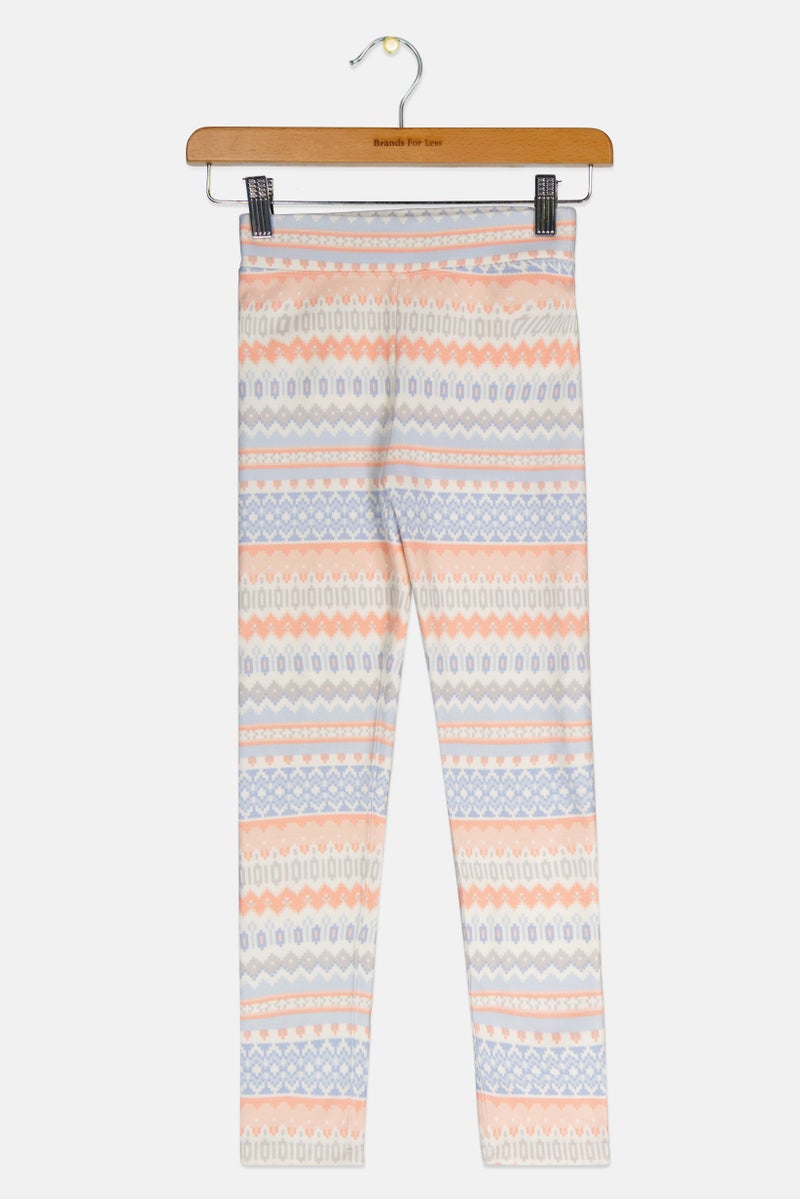 Rumi + Ryder Kids Girl All Over Printed Pull On Leggings, White - Image 1