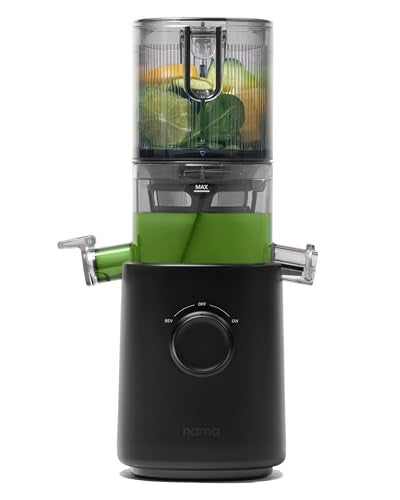 عصارة ناما J3 المدمجة بضغط بارد توفير المساحة تغذية ذاتية لعملية خالية من اليدين خفيفة الوزن محمولة صفر نفايات عصارة بطيئة المضغ سهلة التنظيف والتجميع سوداء