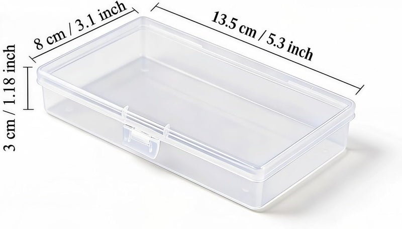 Thintinick 12 Pack Rectangular Clear Plastic Storage Containers | 5.3 x 3.1 x 1.18 inch, Hinged Lid, For Beads and Small Craft Items - Image 2
