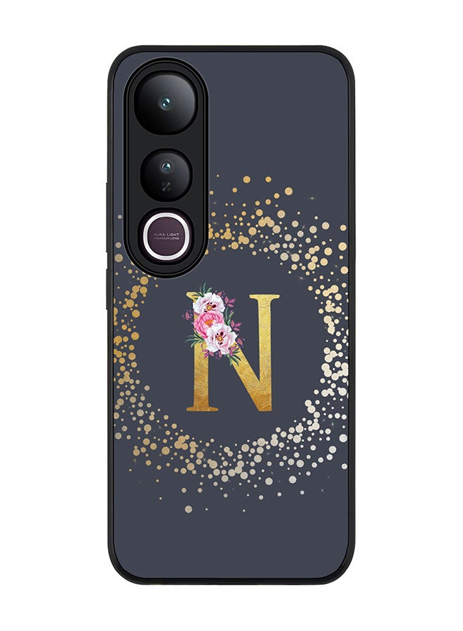Stylizedd For vivo V50 Lite Case,Slim fit Camera Protection, Shockproof Thin Phone cover  - Custom Monogram Floral - N  (Grey )