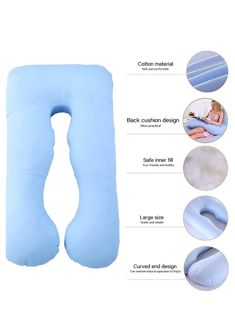 U-Shaped Multifunctional, Breastfeeding Pillow Pregnant Women’s Side Sleeping Blue - Image 3