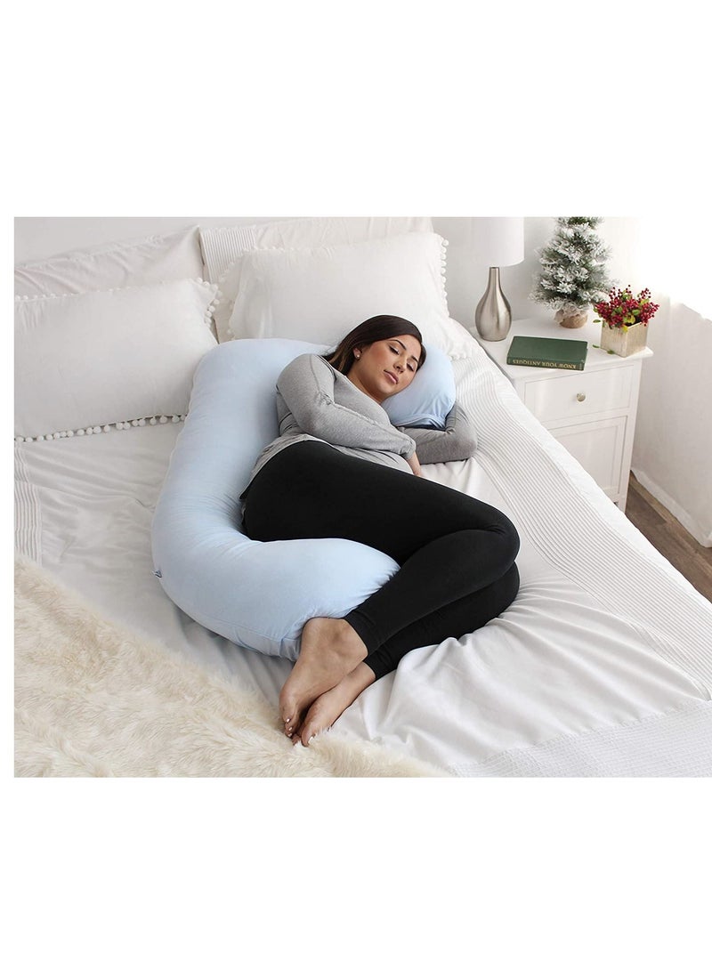 U-Shaped Multifunctional, Breastfeeding Pillow Pregnant Women’s Side Sleeping Blue - Image 4