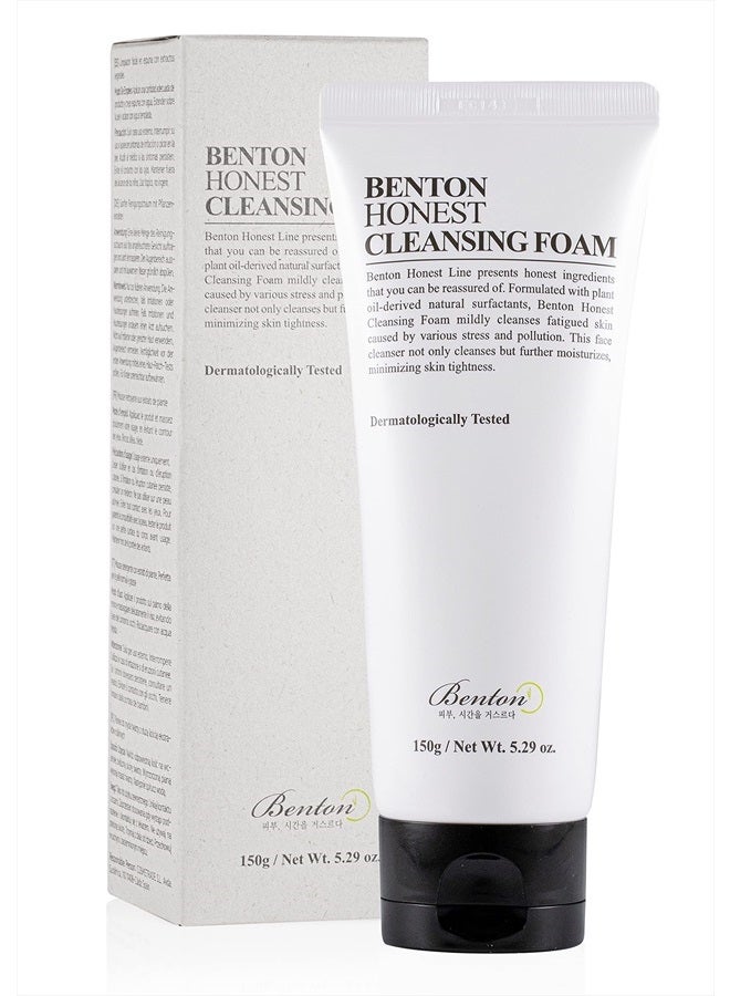 Benton Honest Cleansing Foam, 150g, Moisturizing, Soothing, Sensitive Skin, Dehydrated skin, Dermatologically Tested, Creamy and fine foam, Camelia Japonica Seed Oil, Palm oil derived surfactant - Image 1