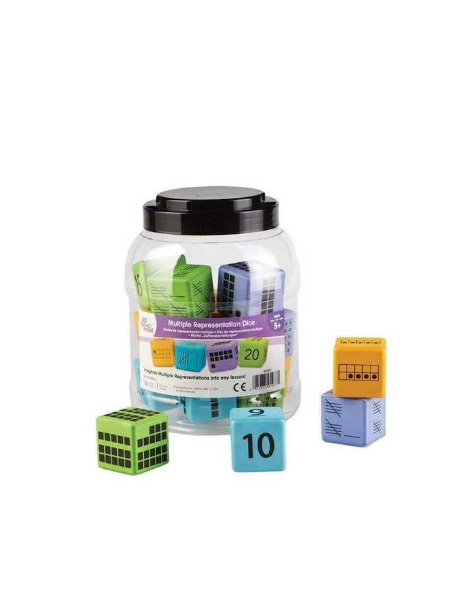 hand2mind hand2mind Math Activity Dice Set, Foam Math Dice for Kids Ages 5-8, 6 Sided Die Represents A Number, Ten Frame, Tally Marks, Or Base Ten, Early Math Homeschool Supplies (Set of 16)  - Image 1