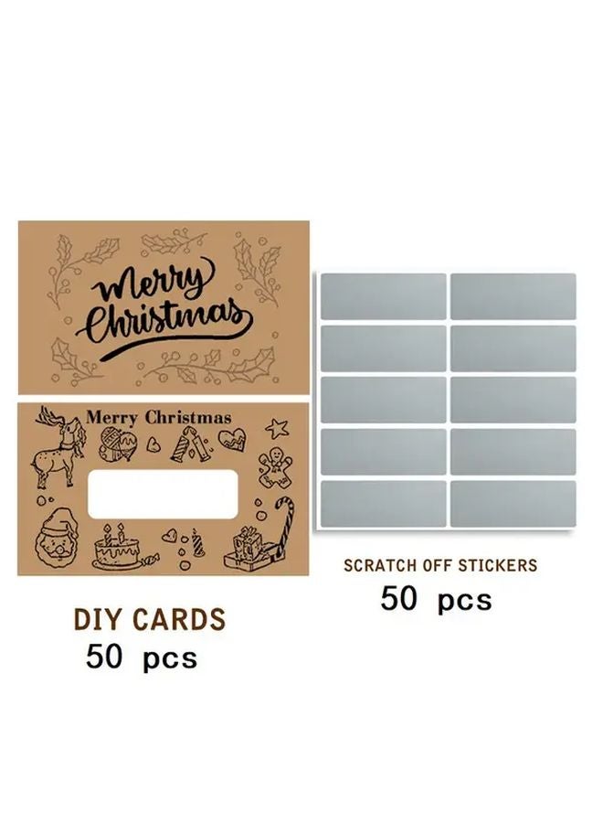 50 Pack Christmas Scratch Cards With Santa Tree Designs Bulk Party Supplies - Image 1
