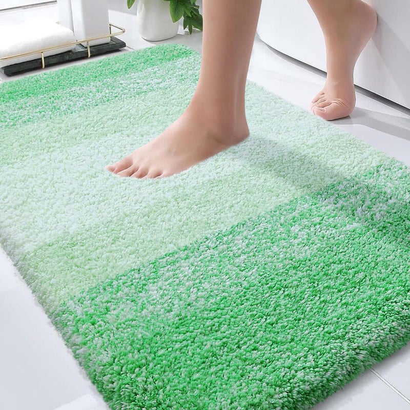 OLANLY Bathroom Rugs Mat 30x20, Extra Soft Absorbent Microfiber Bath Rugs, Rubber Backing, Quick Dry, Machine Washable Bath Mats for Bathroom Floor, Tub and Shower, Home Decor Accessories, Green - Image 1