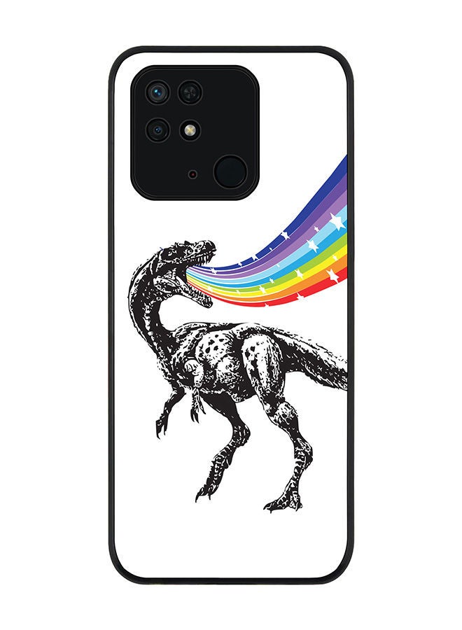 Stylizedd Rugged Black edge case for Redmi 10C 4G  Slim fit Soft Case Flexible Rubber Edges Anti Drop TPU Gel Thin Cover - Rainbow Dino - Image 1