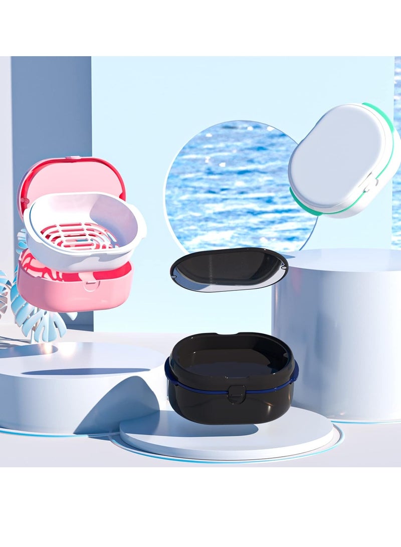 Y-Kelin Y-Kelin Retainer Case and Denture Bath Case with Brush,Denture Cup for Retainers Mouthguards Dentures Cleaner Kit with Mirror,Magnetic Lid Design,Pink  - Image 2