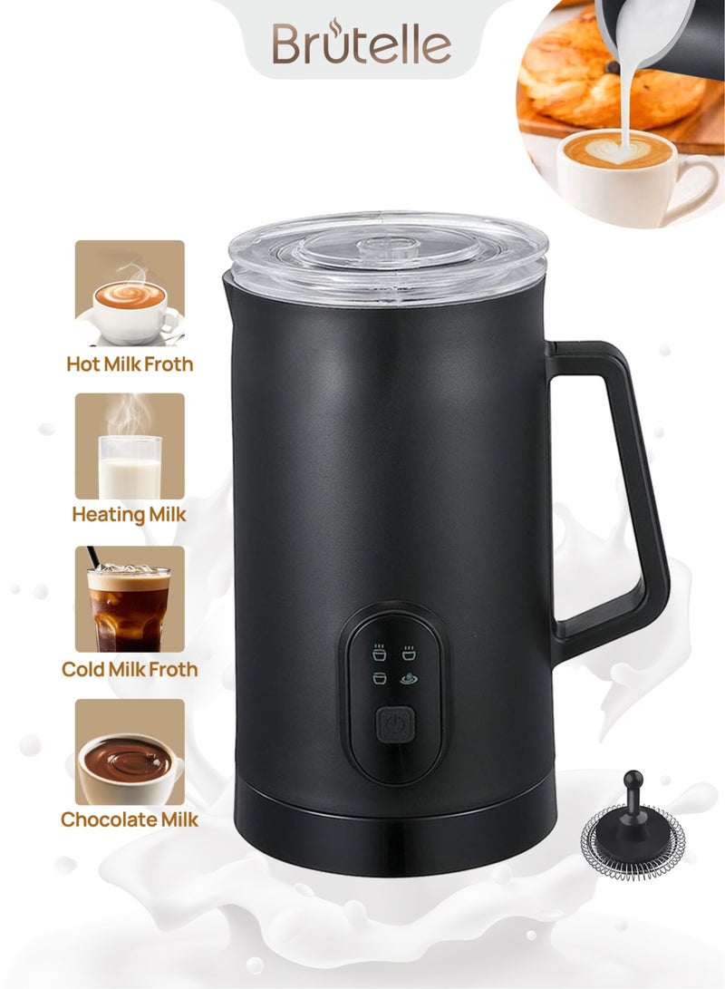 Brutelle صانع رغوة الحليب الكهربائي باخرة الحليب 4 في 1 متعدد الوظائف صانع رغوة الحليب الساخن البارد 400 وات جهاز تسخين الحليب الهادئ التلقائي لاتيه كابتشينو الشوكولاتة الساخنة - Image 1