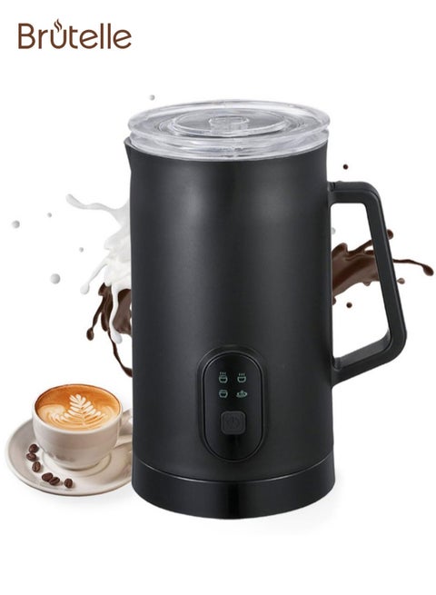 Brutelle 4in1 صانع رغوة الحليب الكهربائي متعدد الوظائف صانع رغوة الحليب الساخن البارد 400 وات جهاز تسخين الحليب الهادئ التلقائي للكابتشينو والشوكولاتة الساخنة
