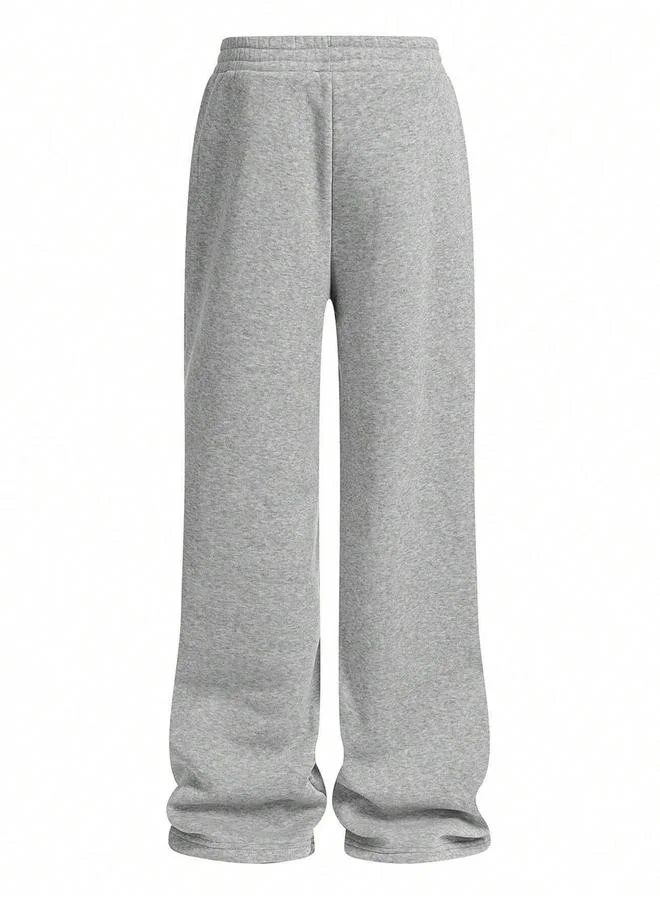 Take Two Grey Solid Pocket Detail Elastic Waist Wide Leg Pants for Women | Best Price UAE