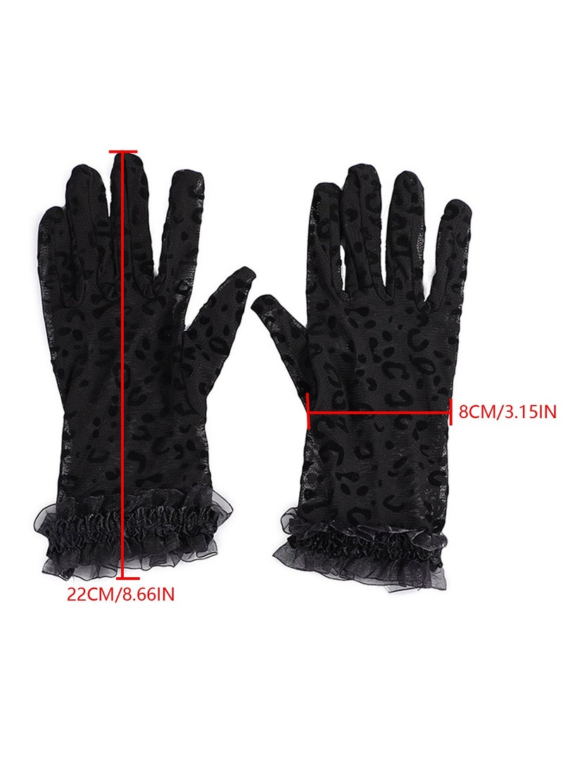 Women's Lace Elegant Short Gloves Courtesy Summer Mittens for Wedding and Tea Party Prom Evening (Black
)  - Image 5