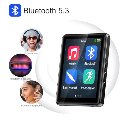 Drumstone 𝟏𝟓 𝐘𝐞𝐚𝐫𝐬 𝐆𝐮𝐚𝐫𝐚𝐧𝐭𝐞𝐞 Mp3 Player with Bluetooth – Full Touch Screen Music Player with Built-in HD Speaker, FM Radio, Pedometer, and Recording Support– Includes - Image 3