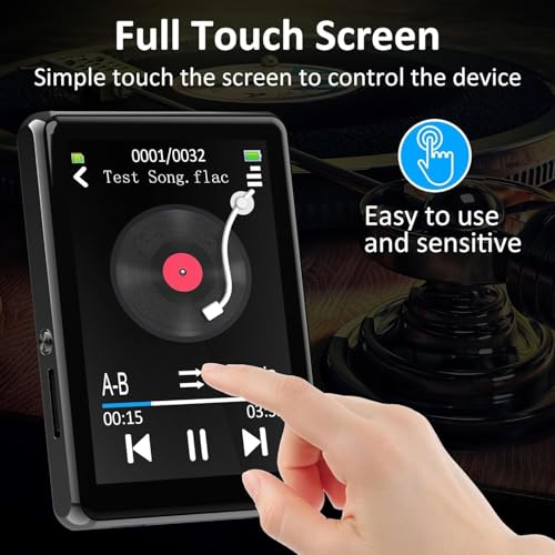 Drumstone 𝟏𝟓 𝐘𝐞𝐚𝐫𝐬 𝐆𝐮𝐚𝐫𝐚𝐧𝐭𝐞𝐞 Mp3 Player with Bluetooth – Full Touch Screen Music Player with Built-in HD Speaker, FM Radio, Pedometer, and Recording Support– Includes - Image 2