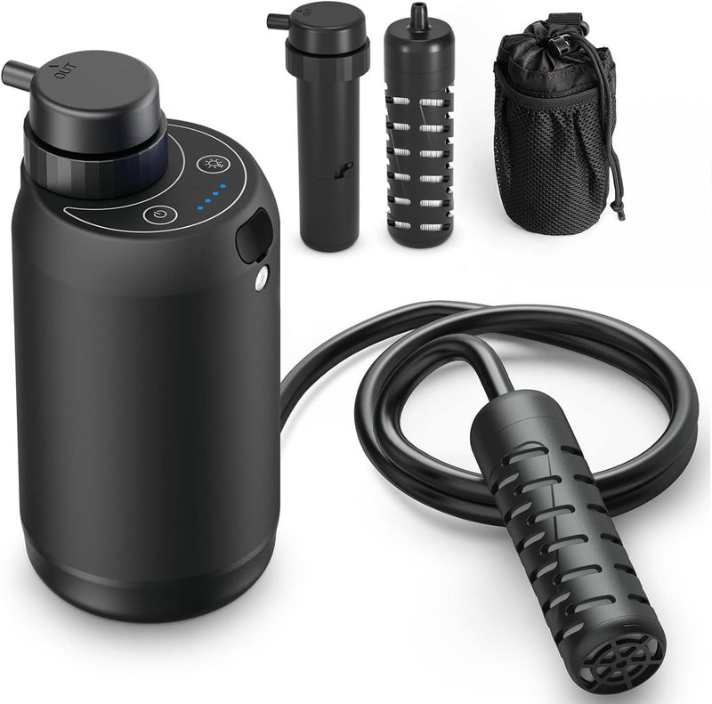 BKLES منقي مياه التخييم المحمول نظام ترشيح مياه مزدوج 0.01 ميكرون للتخييم في الهواء الطلق، المشي لمسافات طويلة، الطوارئ - إصدار الفلاتر المزدوجة - Image 1