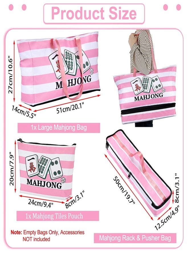 Hoowen Empty Mahjong Bags Set of 3, Mahjong Carrying Storage Bag for Tiles and Racks, Fabric American Mahjong Accessories Organizer with Zippers, Portable Mahjong Tile Case for Game Party Gathering - Image 4