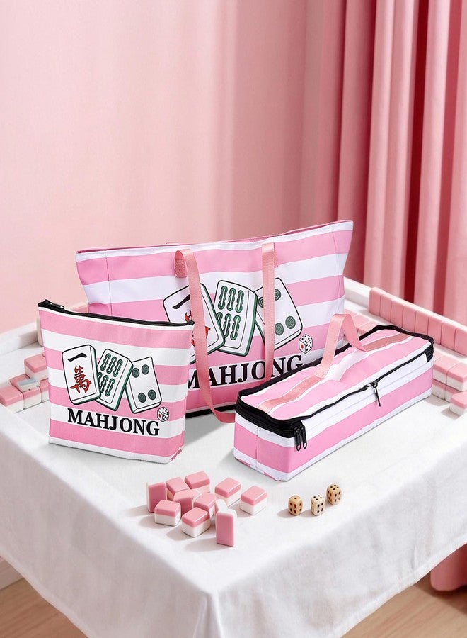 Hoowen Empty Mahjong Bags Set of 3, Mahjong Carrying Storage Bag for Tiles and Racks, Fabric American Mahjong Accessories Organizer with Zippers, Portable Mahjong Tile Case for Game Party Gathering - Image 2