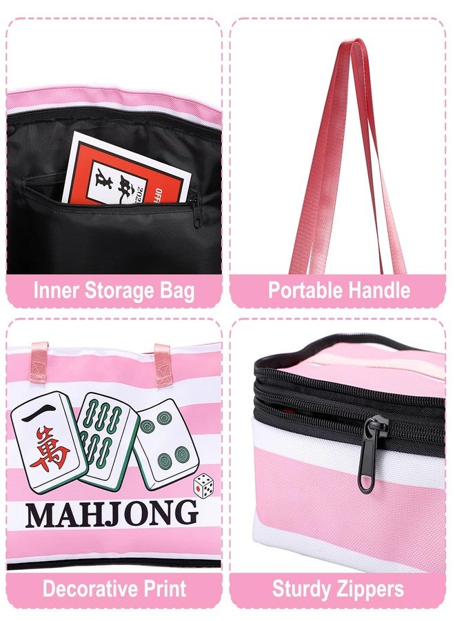 Hoowen Empty Mahjong Bags Set of 3, Mahjong Carrying Storage Bag for Tiles and Racks, Fabric American Mahjong Accessories Organizer with Zippers, Portable Mahjong Tile Case for Game Party Gathering - Image 5