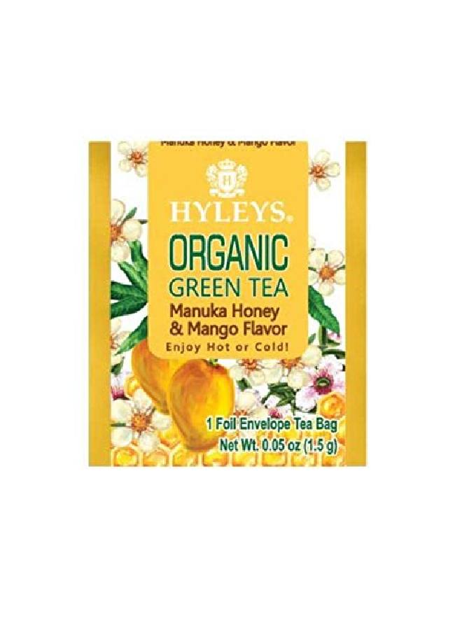 HYLEYS Tea شاي هايليز العضوي الأخضر مع عسل مانوكا ونكهة المانجو 25 كيس شاي (100% خالي من السكر طبيعي خالي من الجلوتين وغير معدل وراثيًا) - Image 5